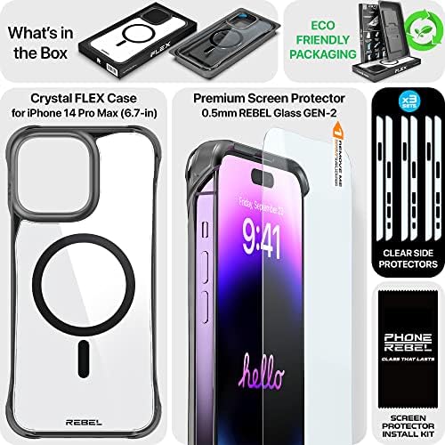 טלפון מורד iPhone 14 Pro Max Case [Crystal Flex Series] צדדים חשופים לנוחות, תואם Magsafe חזק, שקוף, אטום